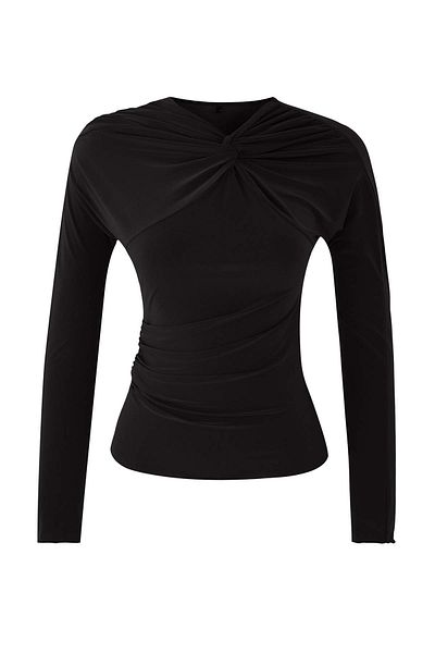 Trendyol Collection Μαύρος κόμπος Λεπτομερής γυαλιστερή πλεκτή μπλούζα πάρτι TPRAW26BZ00016