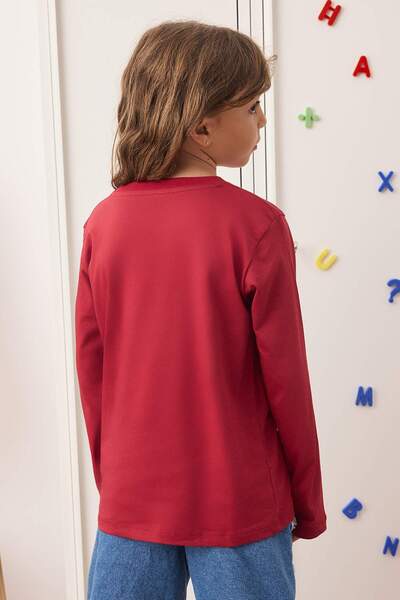 TRENDYOLKIDS Marineblau-Burgunderrot-Ecru, 100 % Baumwolle, 3er-Pack, einfarbig/Basic, normales Unisex-Schul-T-Shirt für Kinder, gestrickt, TKDAW26TS00004