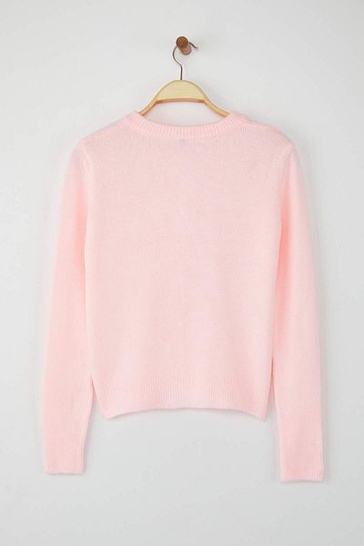 Trendyol Collection Teen Pink Soft Textured Heart Button Knitwear Cardigan Twoaw26Hi00174