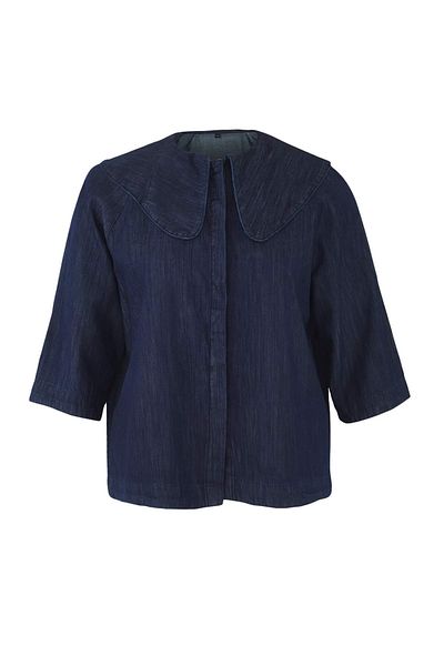 Trendyol Curve Dark Blue Denim Plus Size Shirt Tbbaw26Ax00007