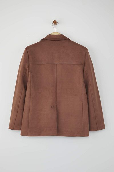 Trendyol Collection Dark Brown Comfortable Fit Suede Blazer Jacket Twoaw26Bc00001
