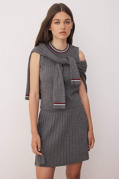 Trendyol Collection Anthracite Soft Texture Premium Yarn/Special Yarn Sweater-Skirt Knitwear Bottom - Top Set Twoaw26Au00015