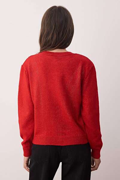 Trendyol Collection Red Soft Texture Embroidery Embroidered Knitwear Cardigan Twoaw26Hi00157