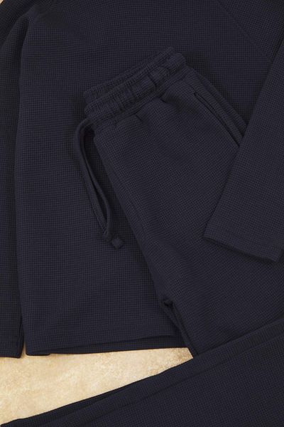 TRENDYOLKIDS Bleumarin*001 Băiat Bumbac Solid Glugă Oversize Tricotat Partea de jos - Set de sus TKDAW26AU00015