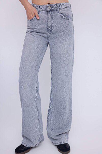 Trendyol Collection Teen Gray High Waist Wide Leg Wide Leg Jeans Twoaw26Je00067