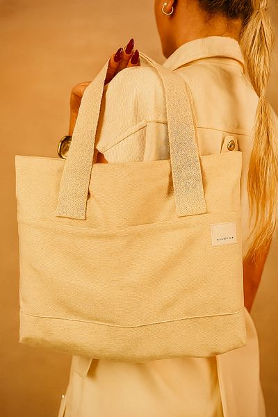 YUNUSOĞLU HOME Women's Cream Hand Shoulder and Beach Bag Canvas Multi-Purpose Bag