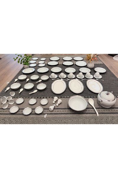 aljahwari 70-piece gold porcelain dining set for 6 people