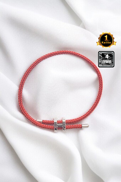 Miss TBee سوار من الفولاذ المطلي بالشبك - أحمر فضي