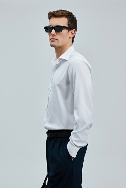 Lufian 111010636 Next Lyocell Blend Shirt Regular Fit Men's Shirt White