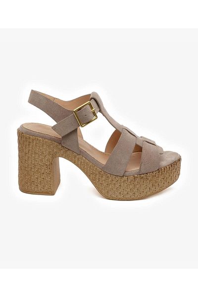 Greyder Women's Beige Suede Genuine Leather Sandals 5Y2Cs59243