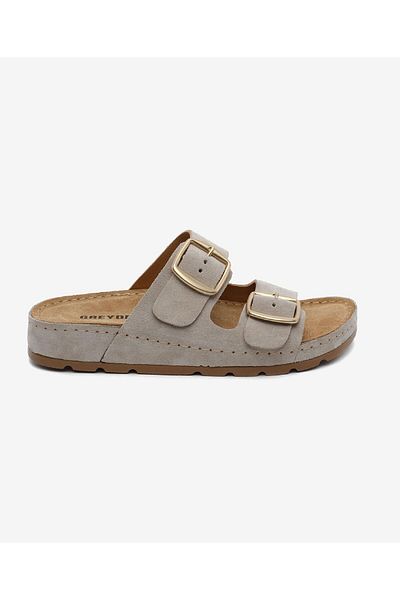 Greyder Women's Beige Suede Genuine Leather Slippers 5Y2Ct59234