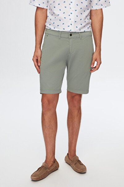 D'S Damat Ds Damat Slim Fit Mint Side Pocket Cotton Chino Shorts