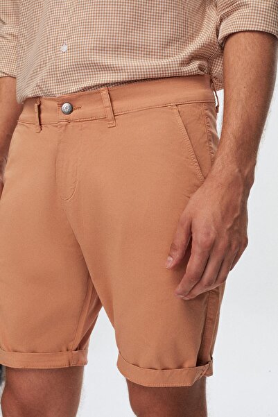 D'S Damat Ds Damat Slim Fit Camel Yandan Cepli Pamuklu Chino Şort