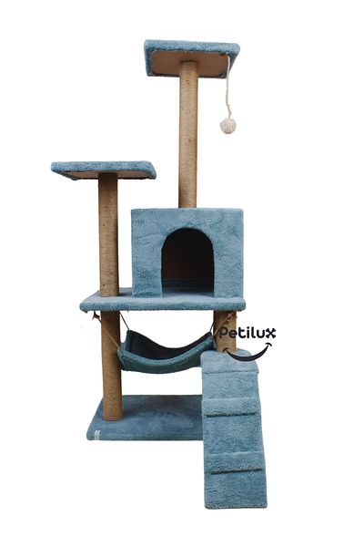 Petilux Multi-Purpose Multi-Tier Cat Play & Activity House with Rest Hammock Nest Scratching Post