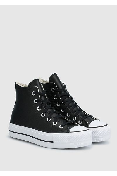 converse Chuck Taylor All Star Leather Platform Black Women's Sneaker 561675C