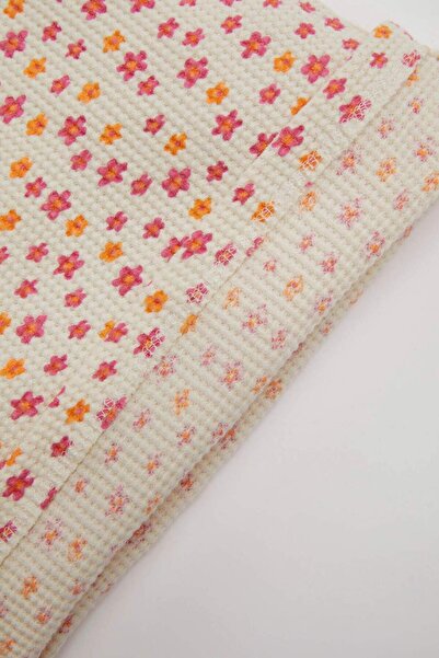 DeFacto Baby Girl Crew nyakú virágos gofri rövid ujjú póló D4340A524SM