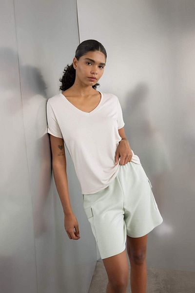 DeFacto Defactofit Standard Fit Modal V-Neck Sportsman Short Sleeve T-Shirt C0198Ax24Sm