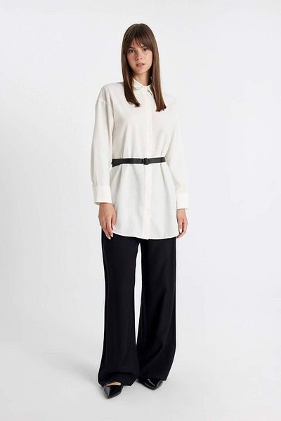 DeFacto Relax Fit Linen Tunic - Long Sleeve, Mixed D1346AX24HS