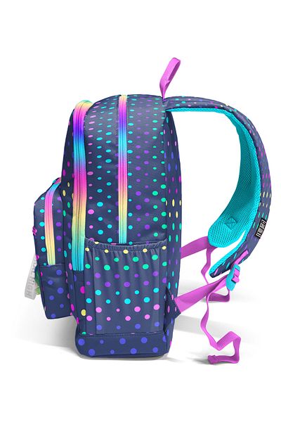 Coral High Navy Blue Colored Polka Dot School Backpack 23672