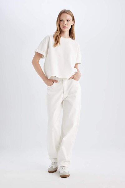 DeFacto Baggy Fit Hohe Taille Lange Jeanshose D3895AX24HS