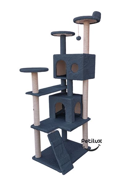 Petilux Multi-Storey Cat House and Scratching Tower Cat Play and Rest Area with Jute Drawstring Scratching Area