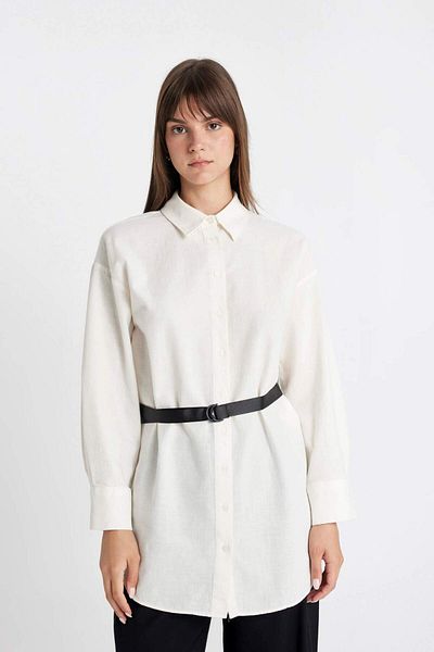 DeFacto Relax Fit Linen Tunic - Long Sleeve, Mixed D1346AX24HS