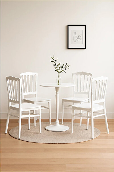 SANDALİE 4 Adet Serena Beyaz Mutfak Sandalyesi, Yemek, Bahçe, Kafe, Modern Sandalye