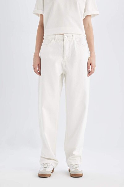 DeFacto Baggy Fit Hohe Taille Lange Jeanshose D3895AX24HS