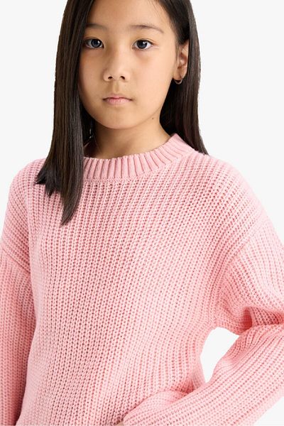DeFacto Girls' Standard Fit Crew Neck Knitwear Sweater C6909A825Au