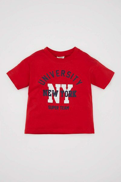 DeFacto Baby Boy Crew Neck Printed Short Sleeve T-Shirt D3824A524Sm