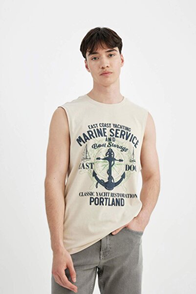 DeFacto Regular Fit Bisiklet Yaka Baskılı Atlet C5045AX24HS