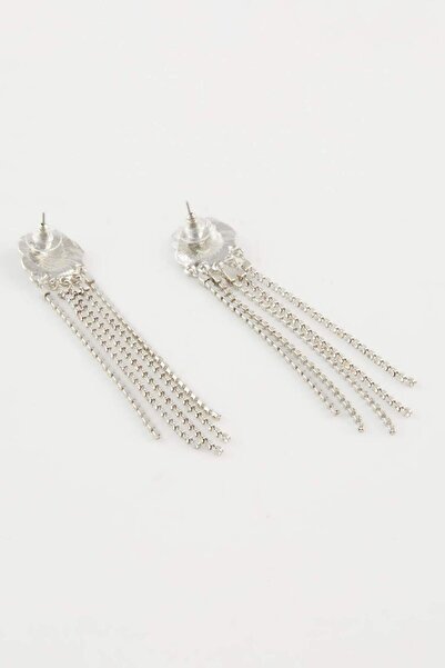 DeFacto Kadın Gül Detaylı Taşlı Sallantılı Silver Küpe E1440AXNS