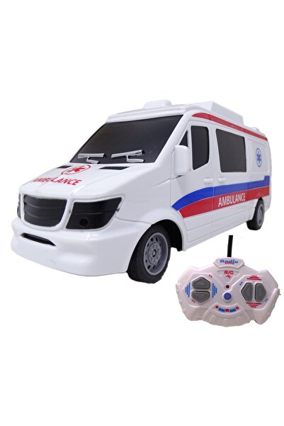 Salamandra Plastic Toy Car with Remote Control with Full Functions, Ambulance, White/Blue