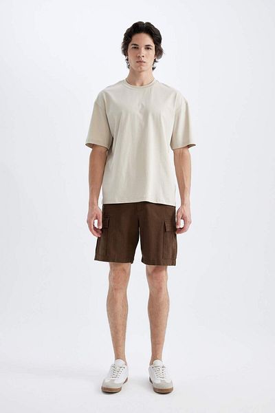 DeFacto Cargo-Bermudashorts im Leinen-Look mit normaler Passform B5676ax24sm