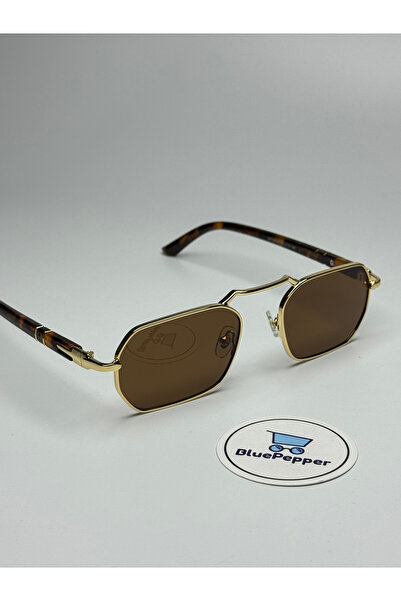 BluePepper EŞREF نموذج واحد نظارات شمسية بمقبض بني - زجاج بني - حماية من الأش...