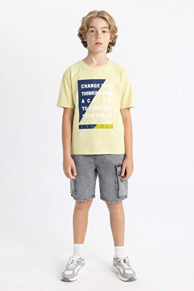 DeFacto Μπλουζάκι για αγόρι με κοντό μανίκι με λαιμόκοψη - εμπριμέ, D2232A824HS