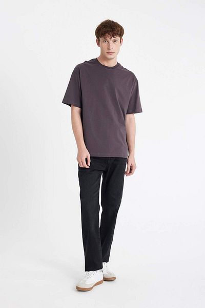 DeFacto Boxy Fit Crew Neck Basic Solid Short Sleeve T-Shirt D5071Ax24Hs
