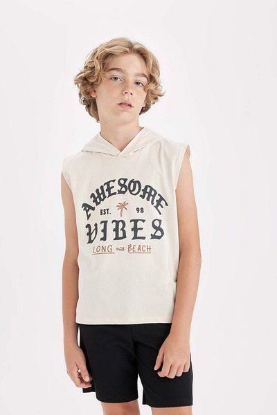 DeFacto Boy's Printed Hooded Tank Top - D0783A824HS