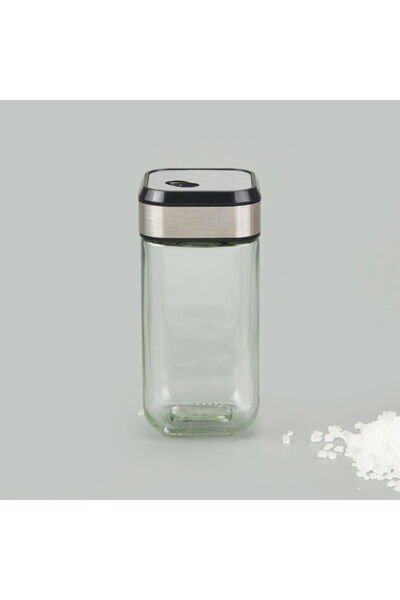 Tohana Square Glass Salt Shaker with Swivel Lid - Transparent / Black - 100 ml