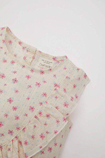 DeFacto Holčička 2ks sada květinové popelínové halenky bez rukávů šortky C9544A524SM