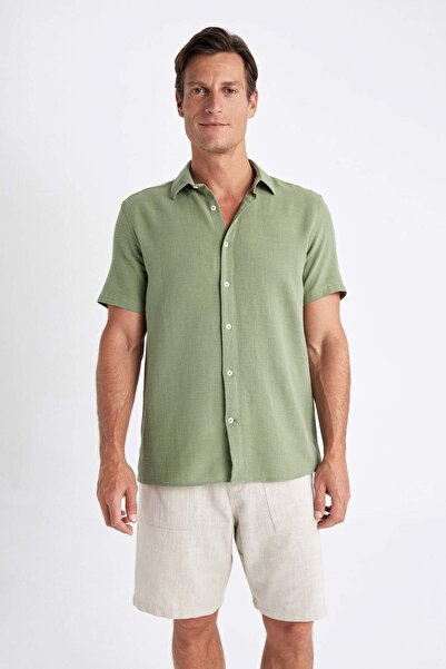 DeFacto Regular Fit Summer Polo Neck Cotton Short Sleeve Shirt D2924Ax24Sm