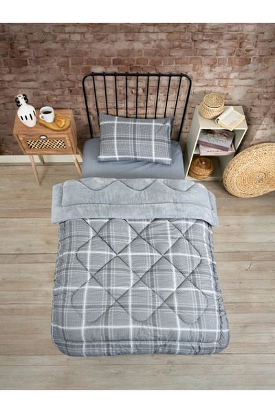 Sudemhome Single Double Sided Luxury Welsoft Elite Quilt Soft Fleece Quilt and Pillowcase Sapphire Gray