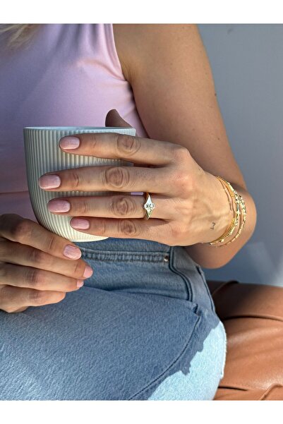 MODA 14k 7-8 No Uyumlu Ayarlanabilir Taşlı Çelik Yüzük