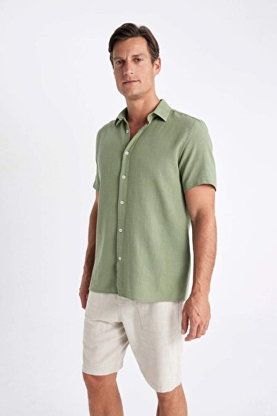 DeFacto Regular Fit Summer Polo Neck Cotton Short Sleeve Shirt D2924Ax24Sm