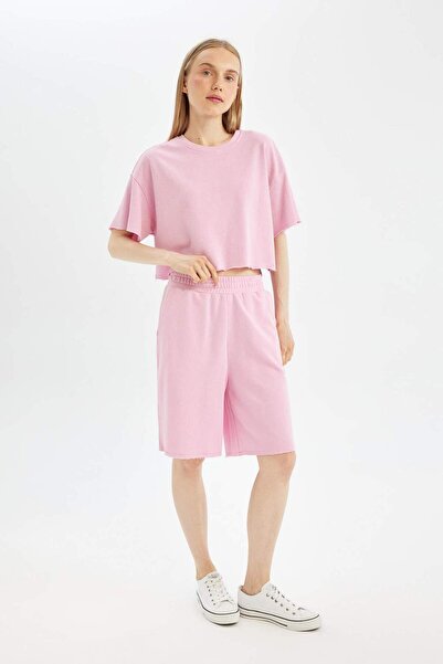 DeFacto Χοντρό ύφασμα Cool Loose Fit κοντομάνικο μπλουζάκι D1179ax24sm