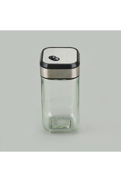 Tohana Square Glass Salt Shaker with Swivel Lid - Transparent / Black - 100 ml