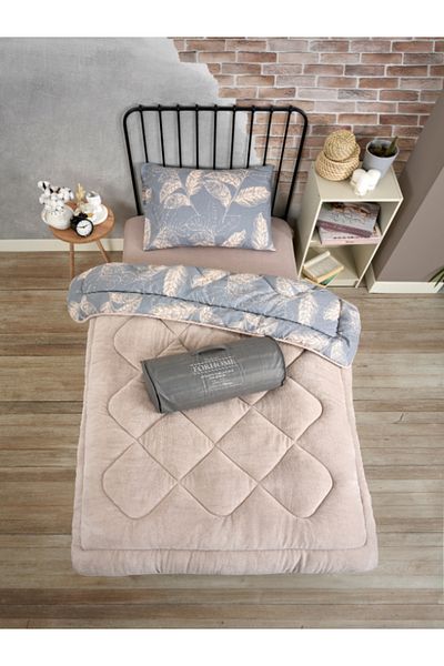 Sudemhome Single Double Sided Luxury Welsoft Elite Quilt Soft Fleece Quilt and Pillowcase Arina Beige
