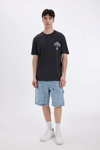DeFacto Crew Neck Back Printed Regular Fit T-Shirt C5649AX24HS