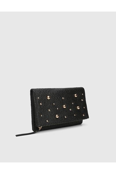 İLVİ Turangi Wicker Leather Black Women's Handbag