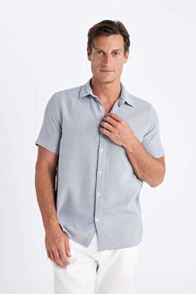DeFacto Regular Fit Yazlık Polo Yaka Pamuklu Kısa Kollu Gömlek D2924AX24SM